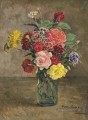 Nature morte WITH ROSES AND CARNATIONS IN A GLASS JAR Ilya Mashkov fleurit l’impressionnisme